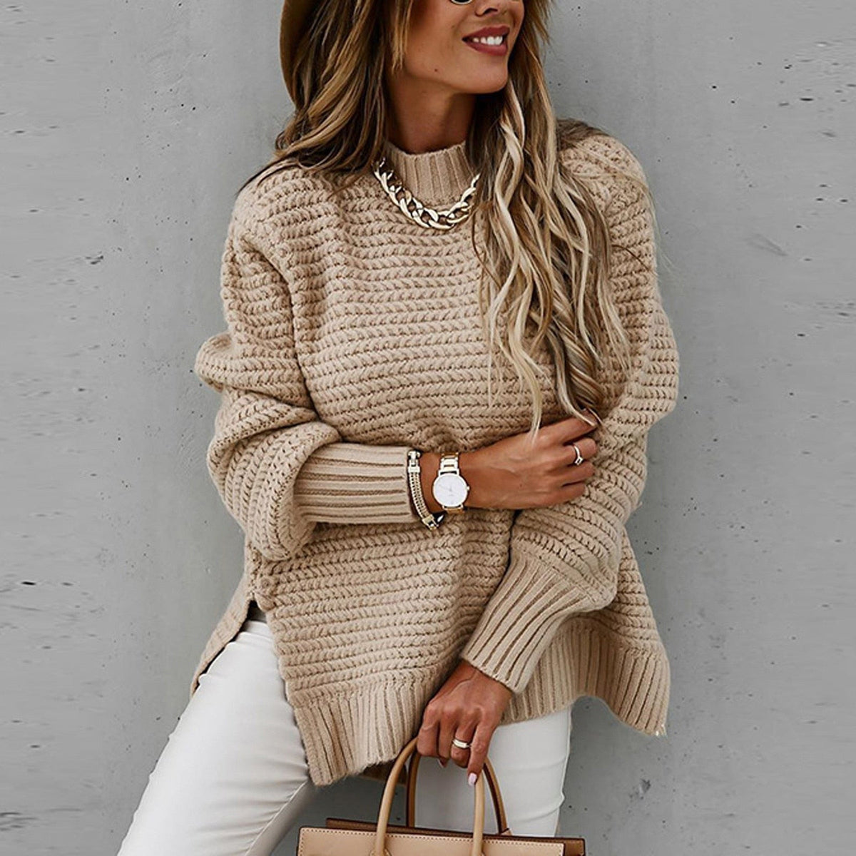 Women's Mock Neck Tunic Sweater