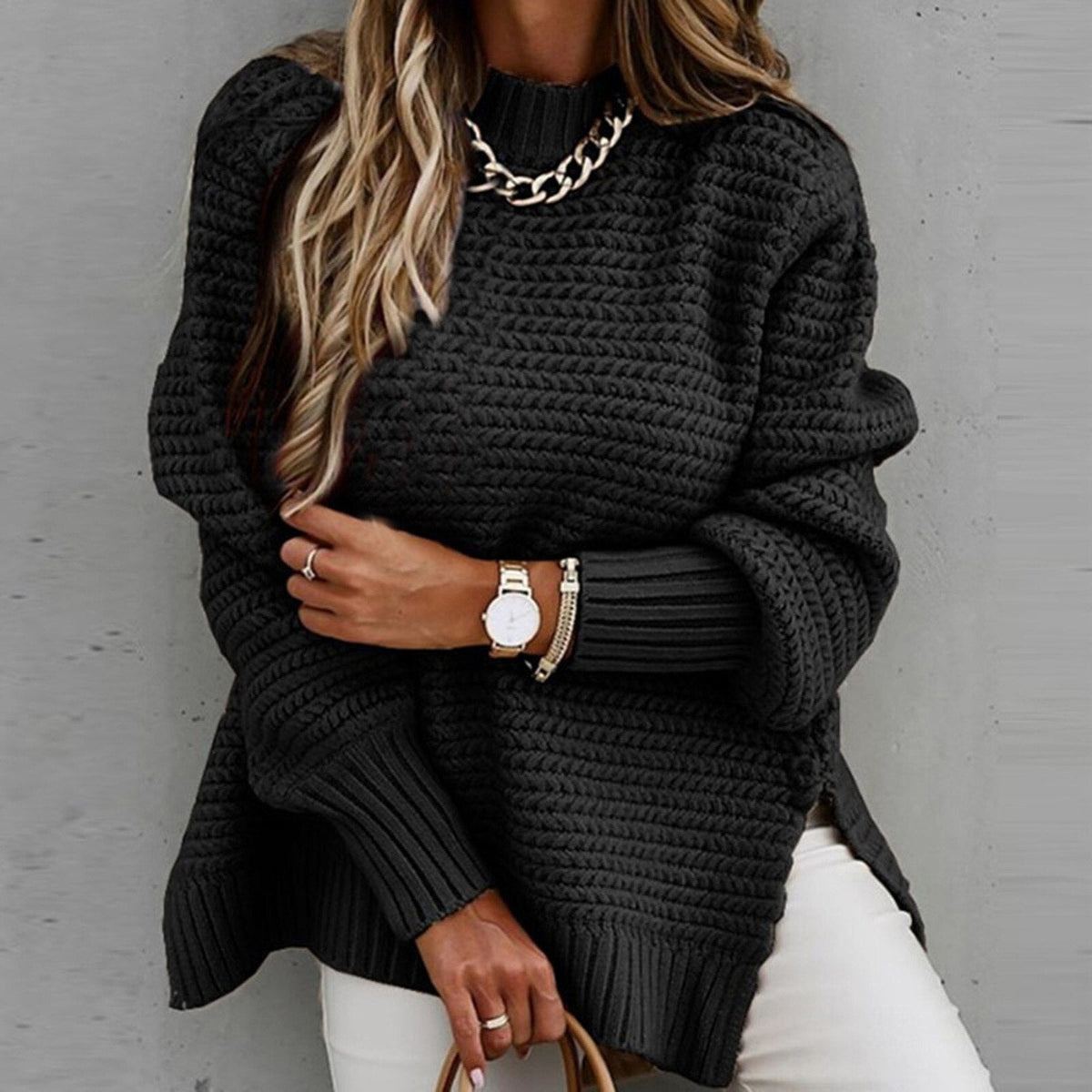 Women's Mock Neck Tunic Sweater