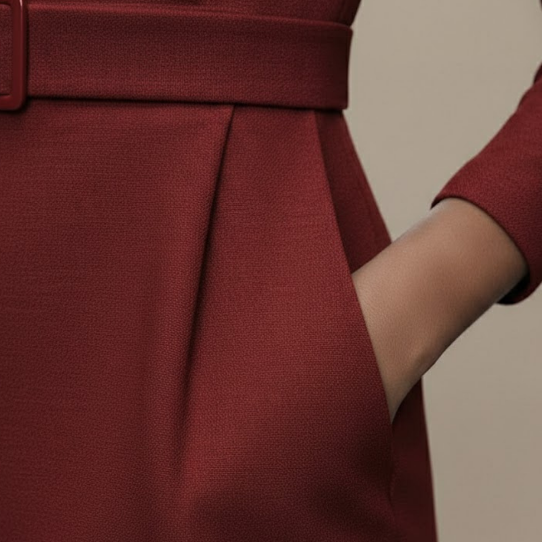 Women's Mock Wrap Pencil Dress with 3/4 Sleeves