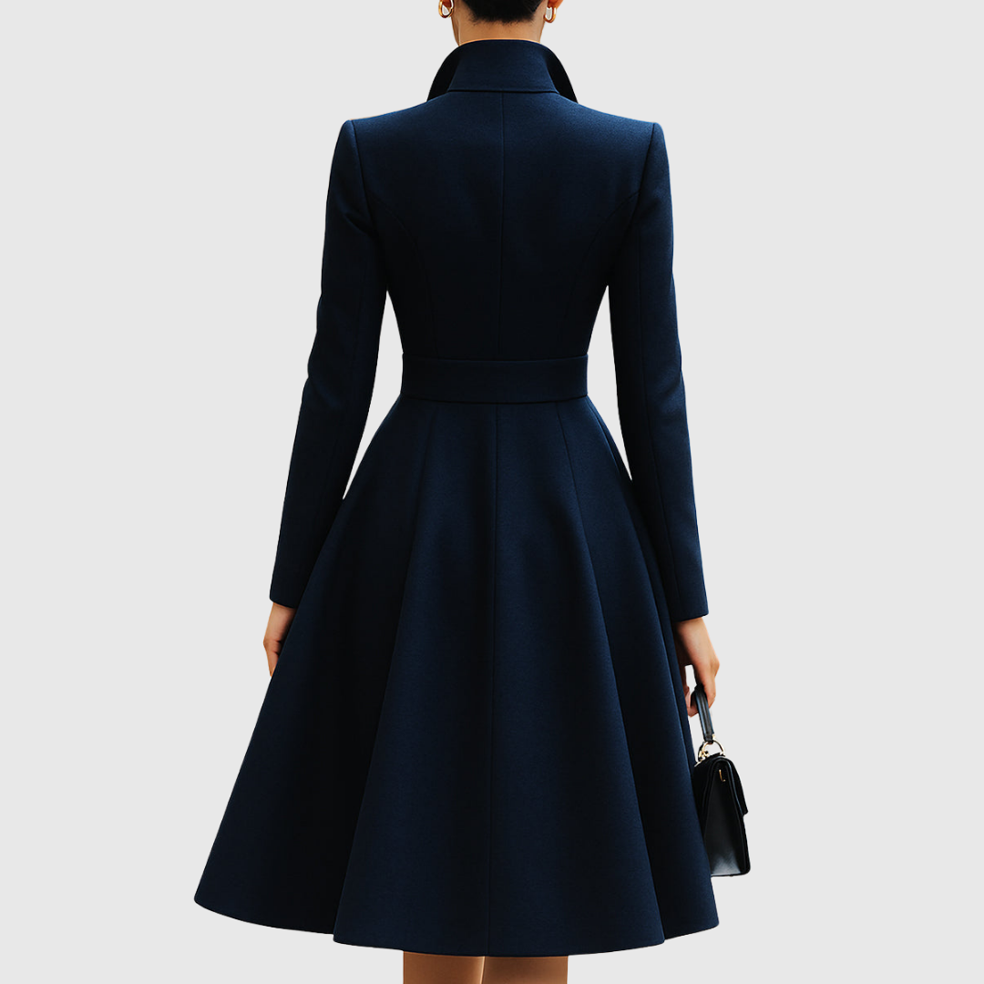 Women's Navy Tailored Fit Midi Coat Dress