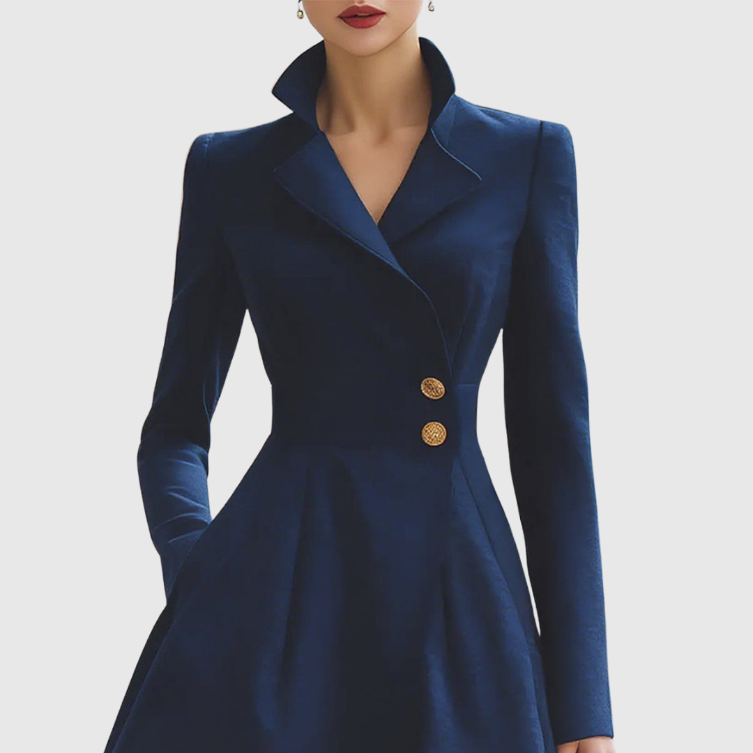 Women's Navy Tailored Fit Midi Coat Dress