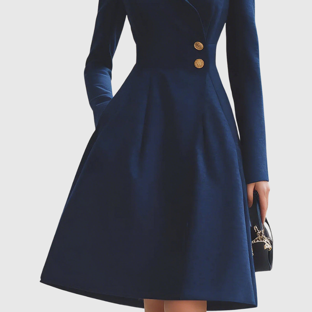 Women's Navy Tailored Fit Midi Coat Dress