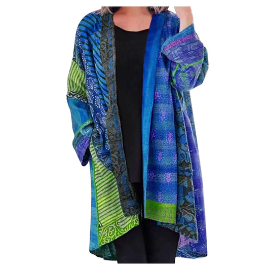 Women's Open-Front Printed Cardigan