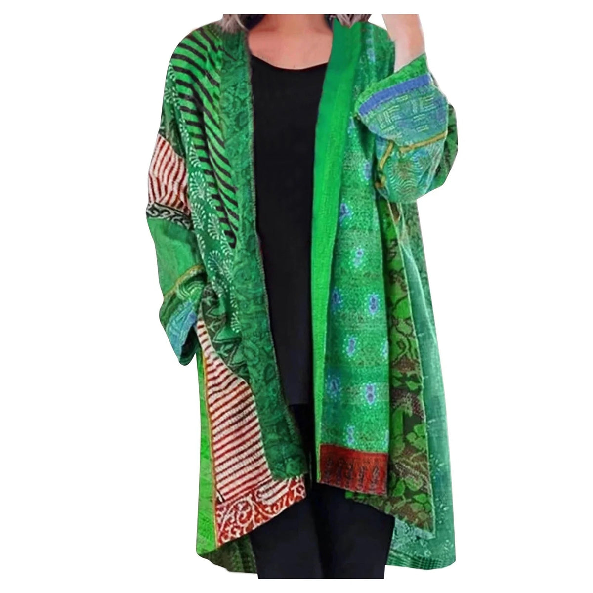 Women's Open-Front Printed Cardigan