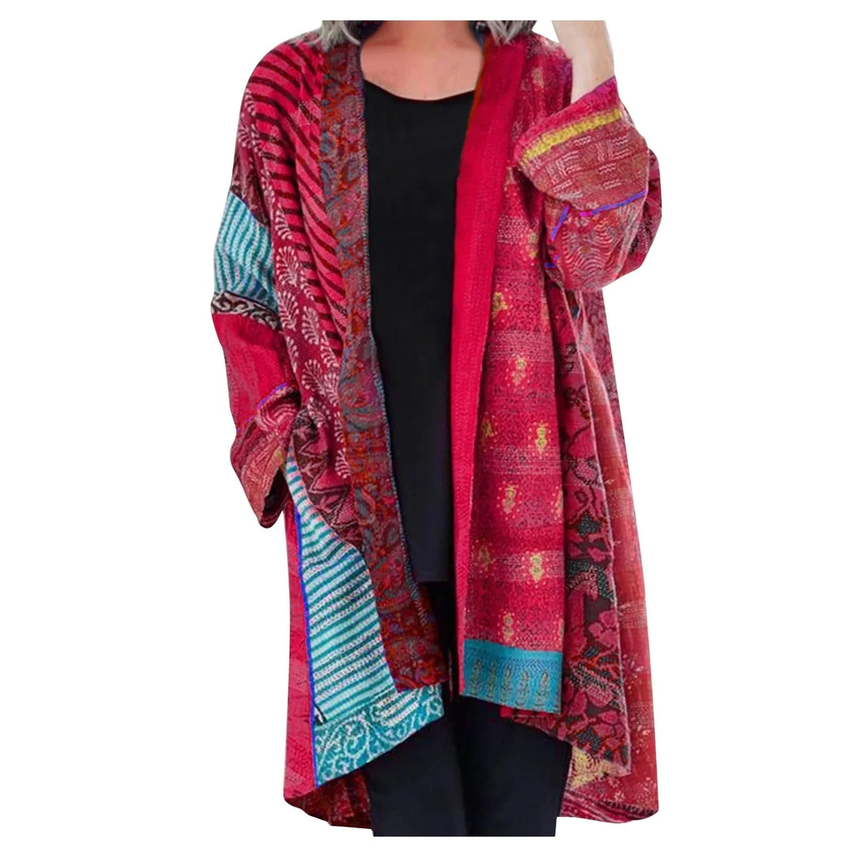Women's Open-Front Printed Cardigan