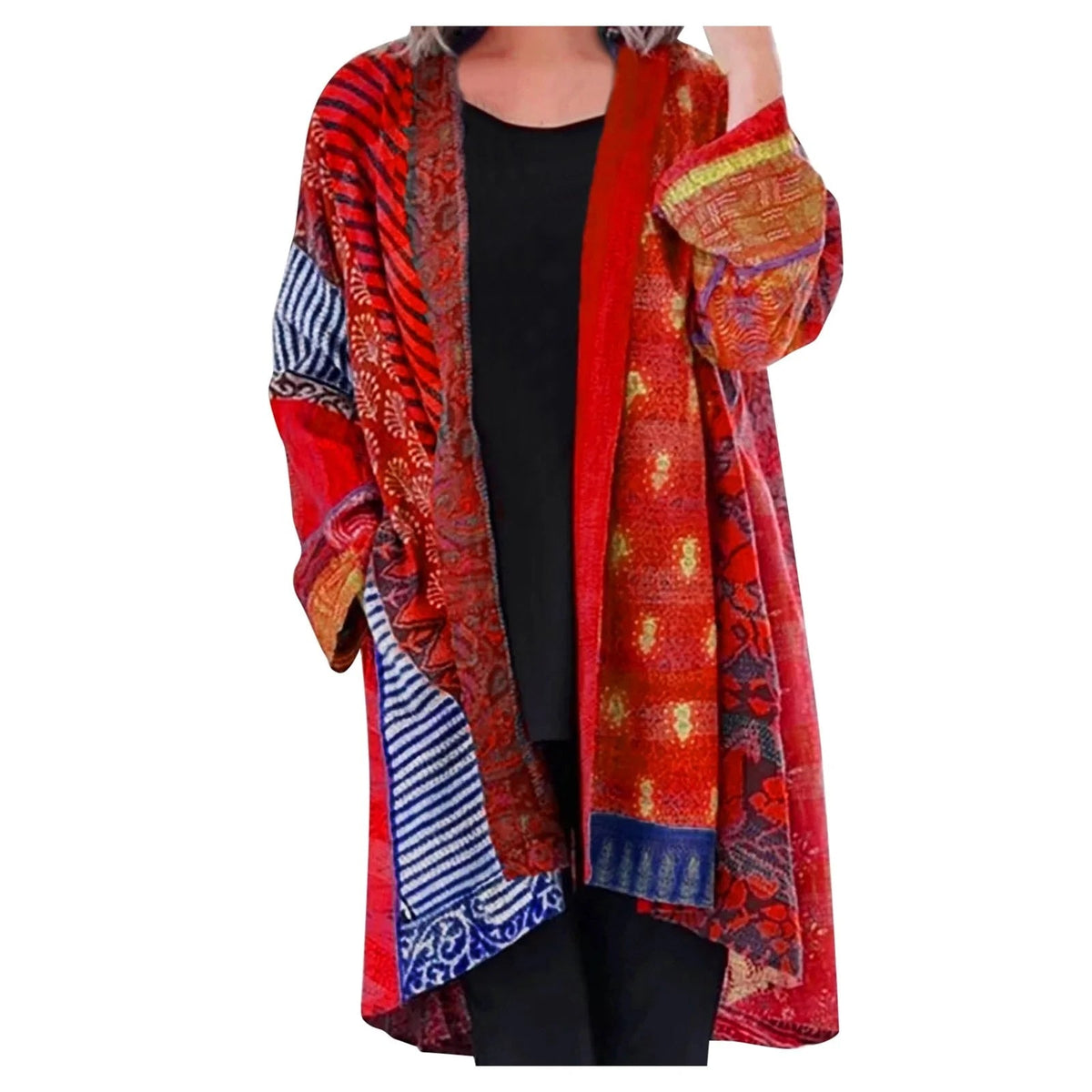 Women's Open-Front Printed Cardigan
