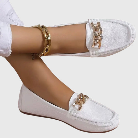 Women's Orthopedic Loafers with Cushioned Insole and Gold Chain