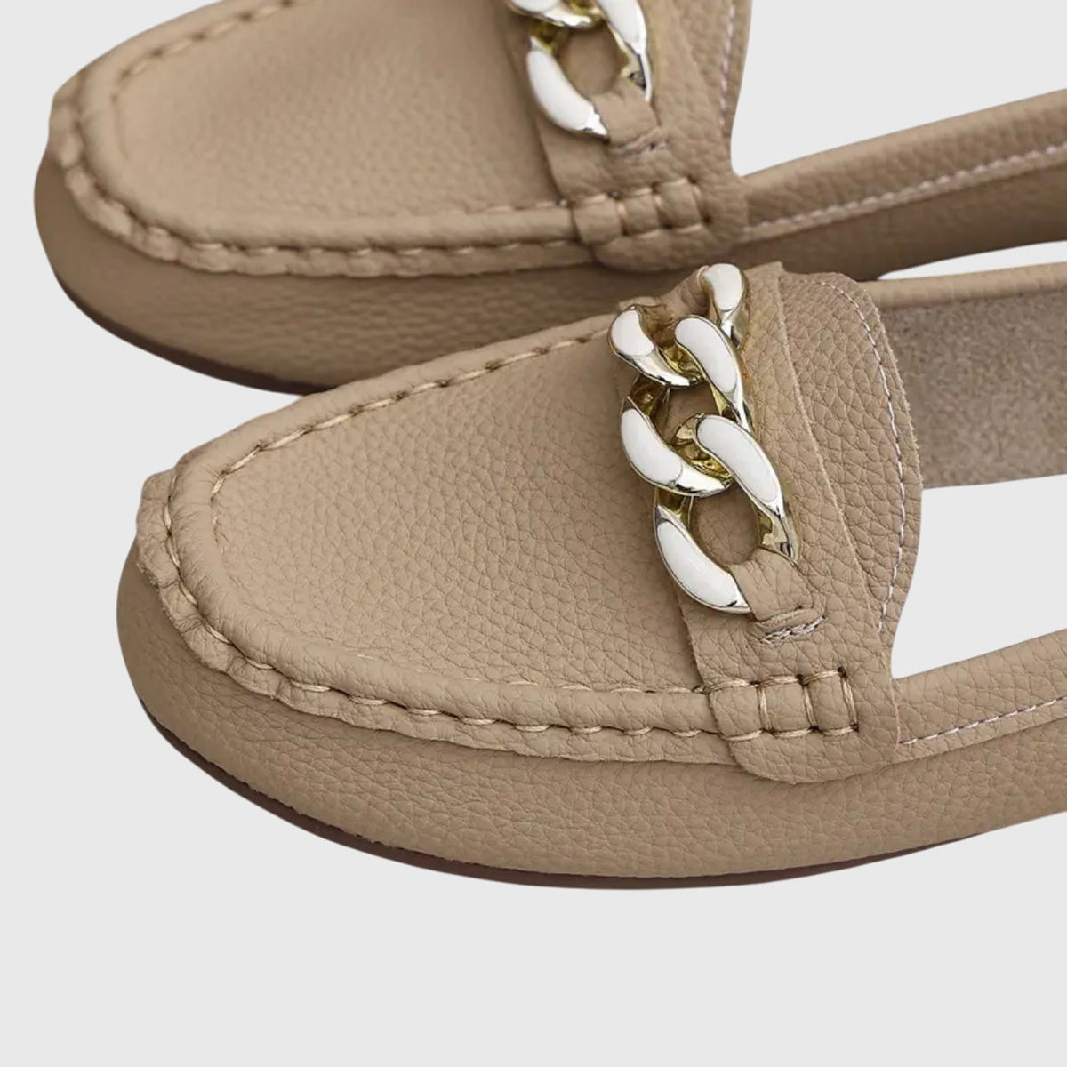 Women's Orthopedic Loafers with Cushioned Insole and Gold Chain