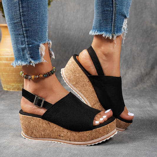 Women's Orthopedic Platform Sandals with Buckle Strap