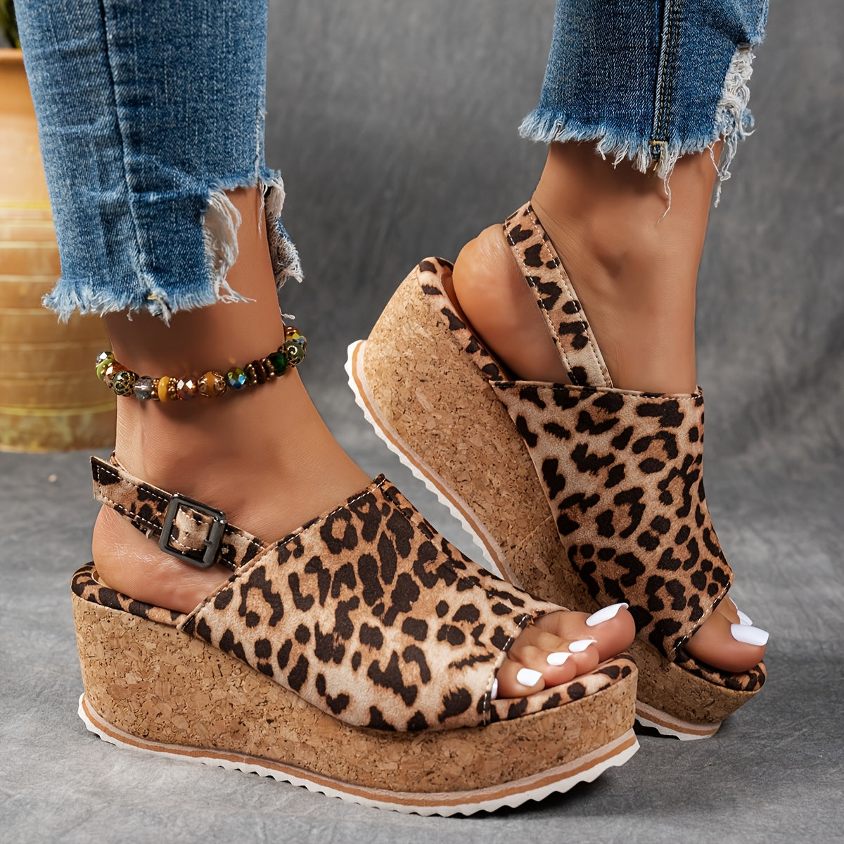 Women's Orthopedic Platform Sandals with Buckle Strap
