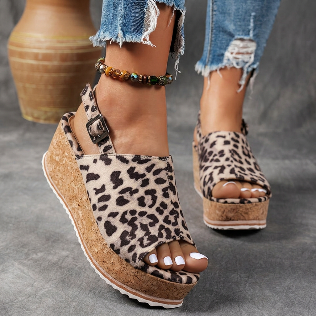Women's Orthopedic Platform Sandals with Buckle Strap