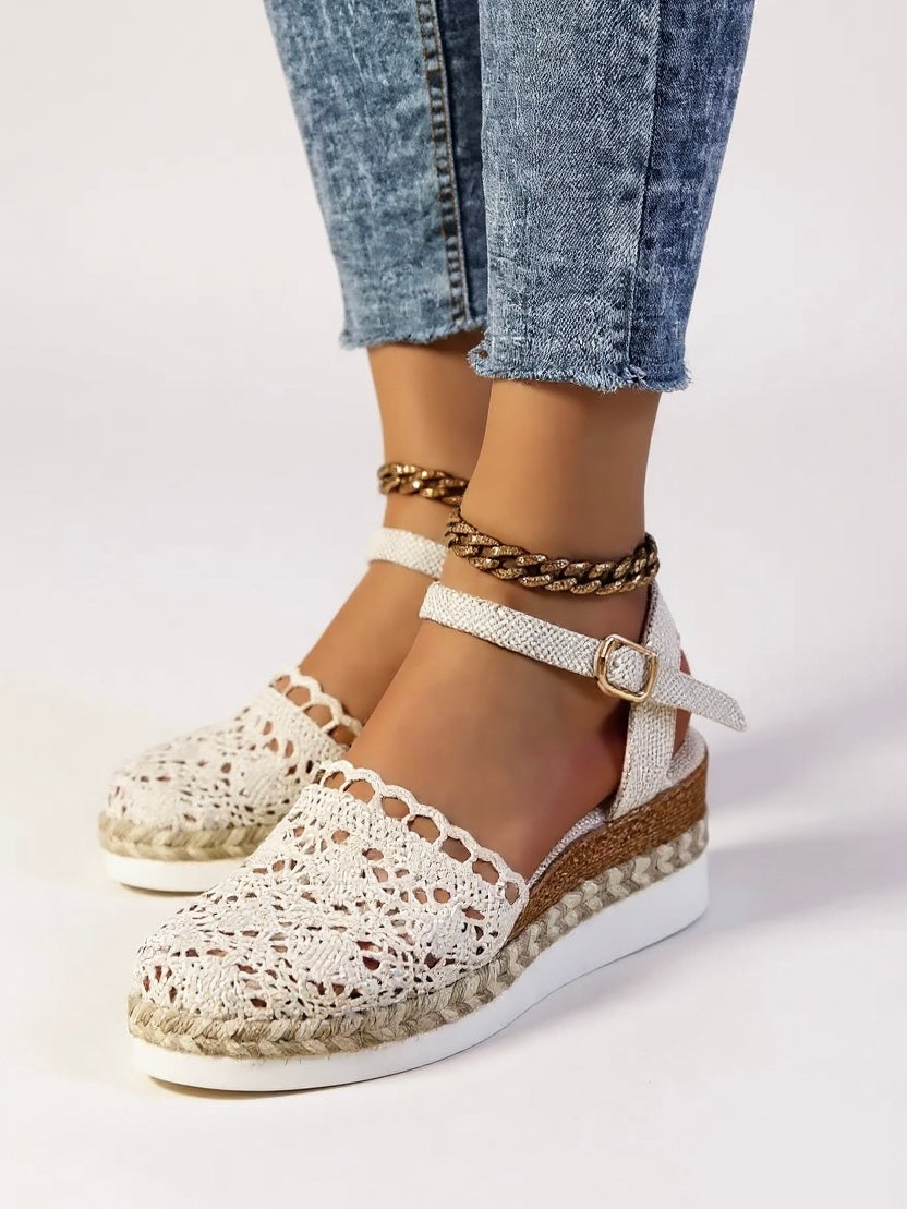 Women's Orthopedic Platform Sandals with Woven Upper