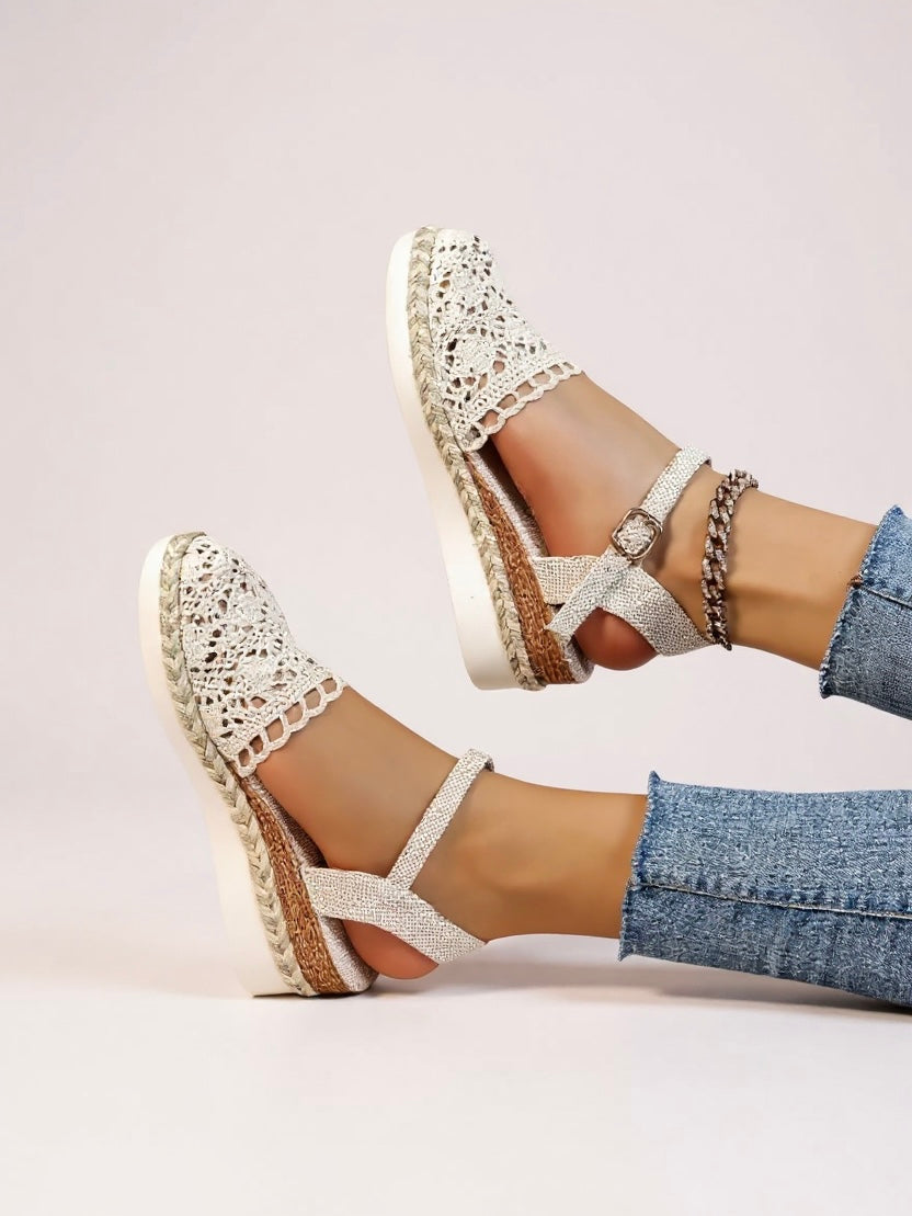 Women's Orthopedic Platform Sandals with Woven Upper