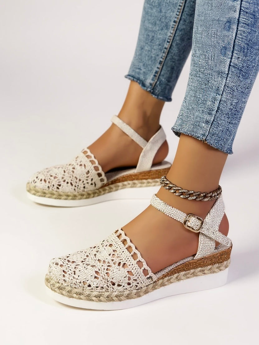 Women's Orthopedic Platform Sandals with Woven Upper