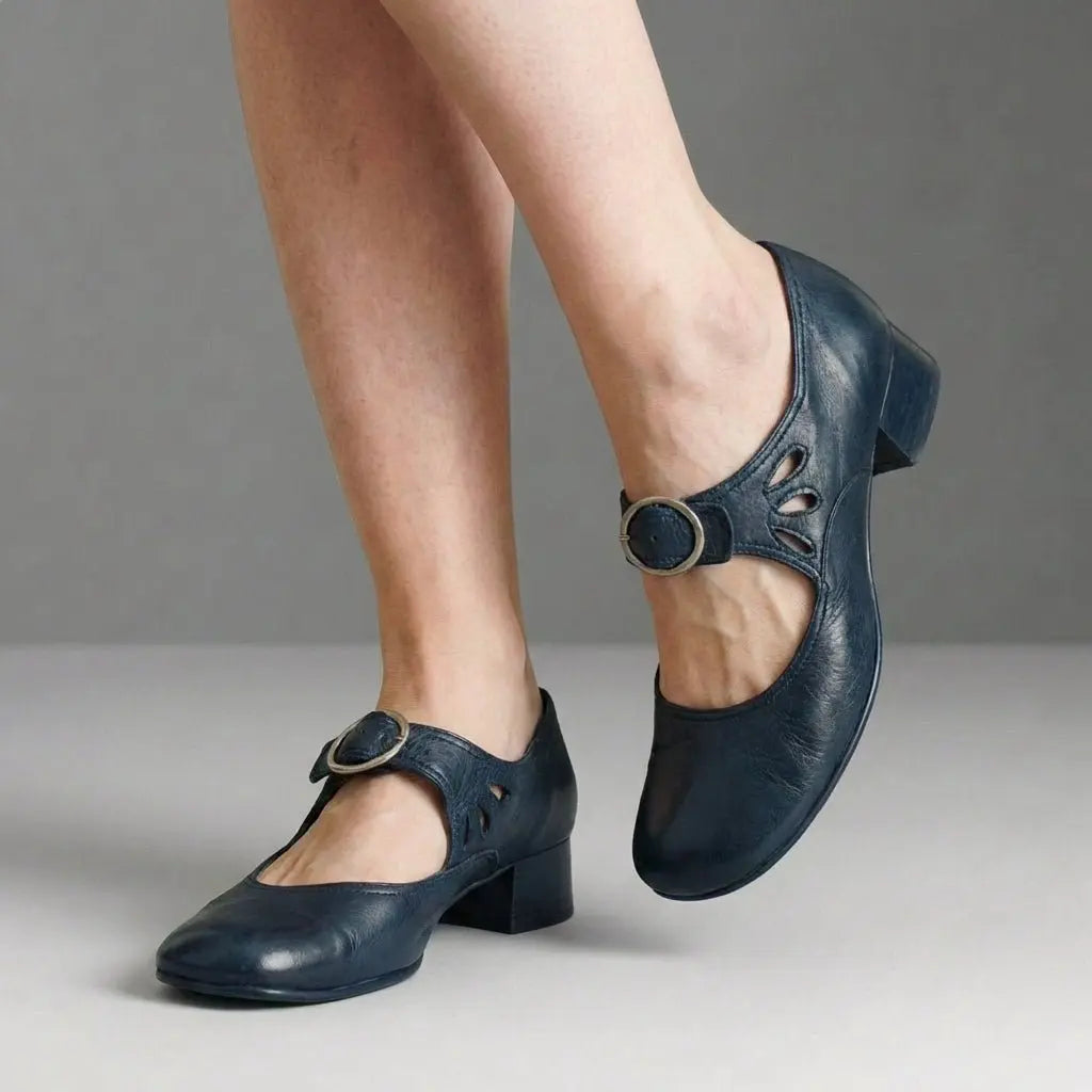 Women's Orthopedic Round Toe Mary Jane Shoes with Block Heel