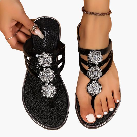 Women's Orthopedic Sandals with Rhinestone Straps and Cushioned Insole