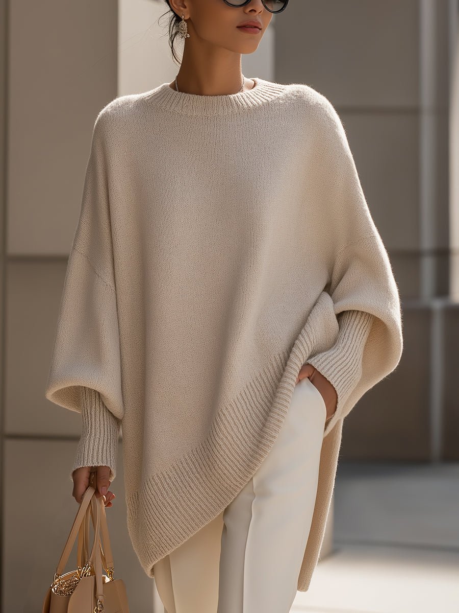 Women's Oversized Batwing-Sleeve Pullover Sweater