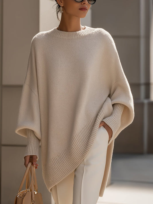 Women's Oversized Batwing-Sleeve Pullover Sweater