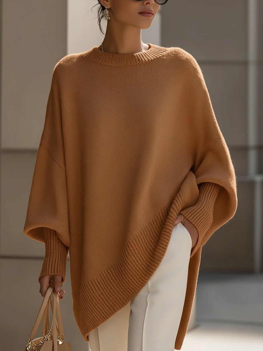 Women's Oversized Batwing-Sleeve Pullover Sweater