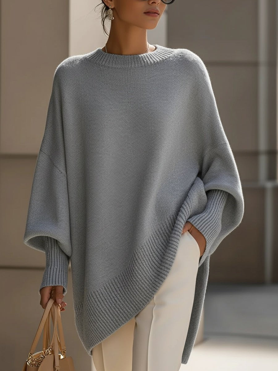 Women's Oversized Batwing-Sleeve Pullover Sweater