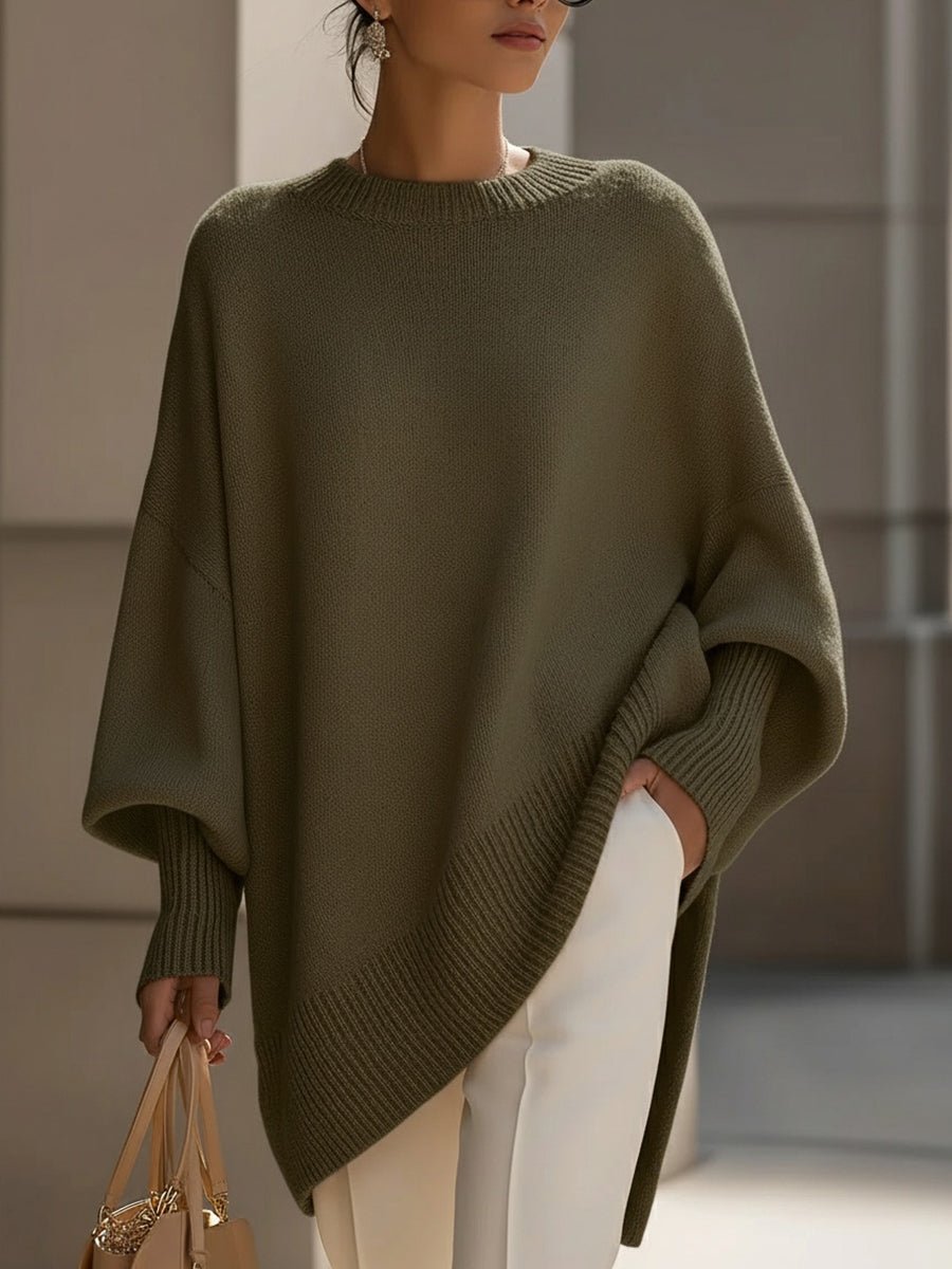 Women's Oversized Batwing-Sleeve Pullover Sweater