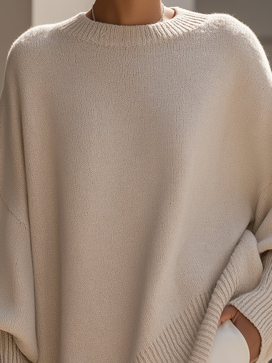 Women's Oversized Batwing-Sleeve Pullover Sweater