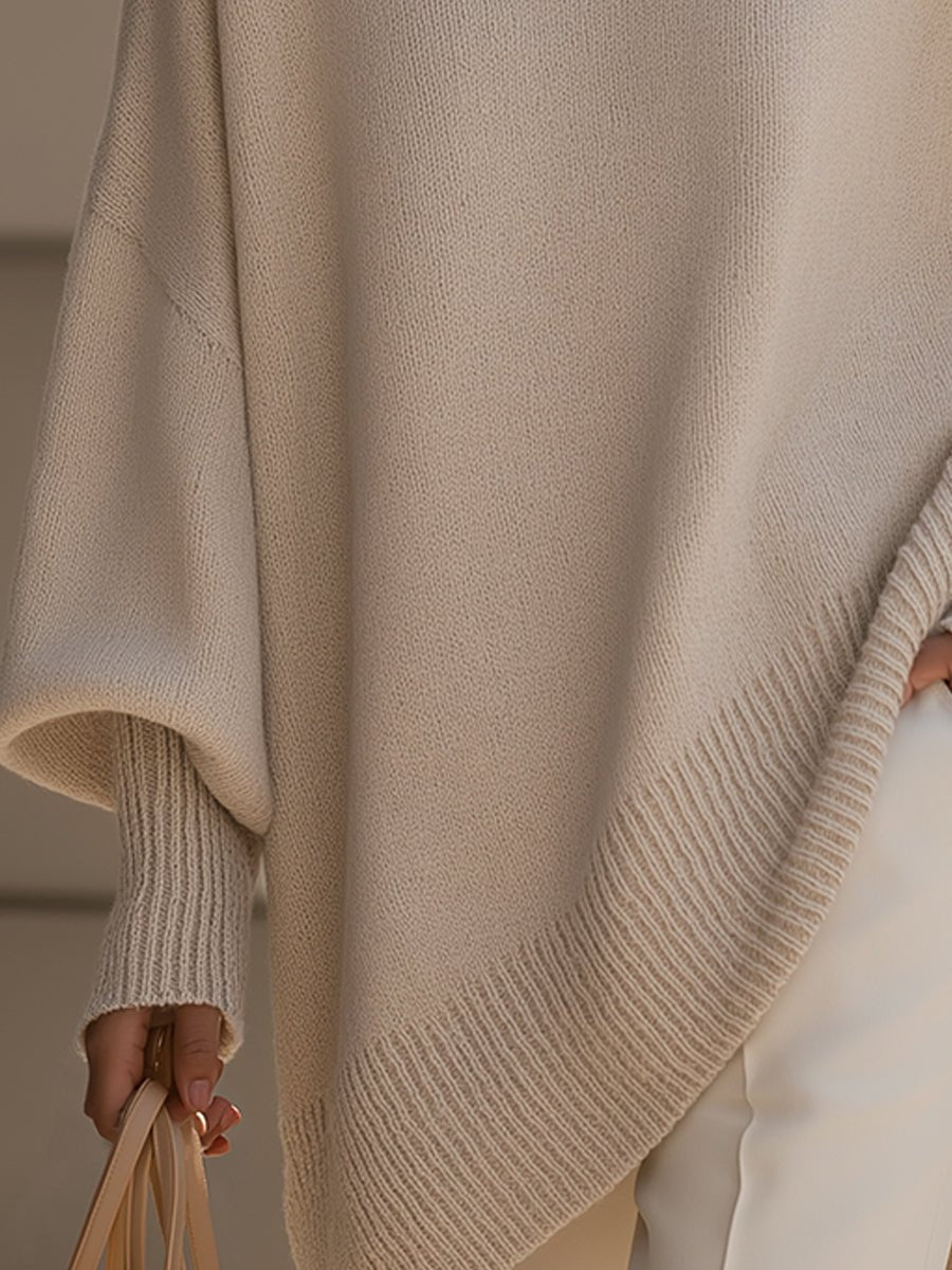 Women's Oversized Batwing-Sleeve Pullover Sweater