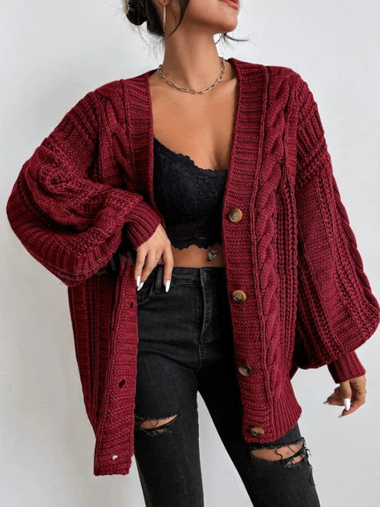 Women's Oversized Cable-Knit Cardigan