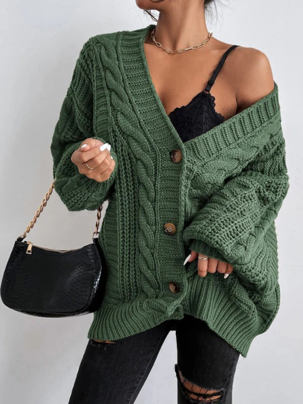 Women's Oversized Cable-Knit Cardigan
