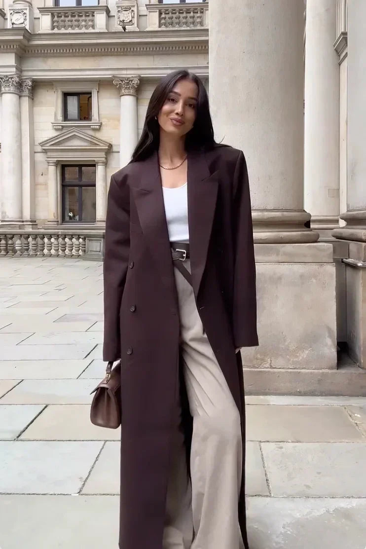 Women's Oversized Double-Breasted Long Coat