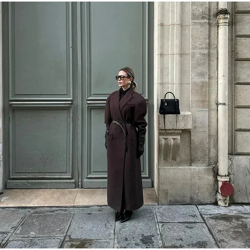Women's Oversized Double-Breasted Long Coat