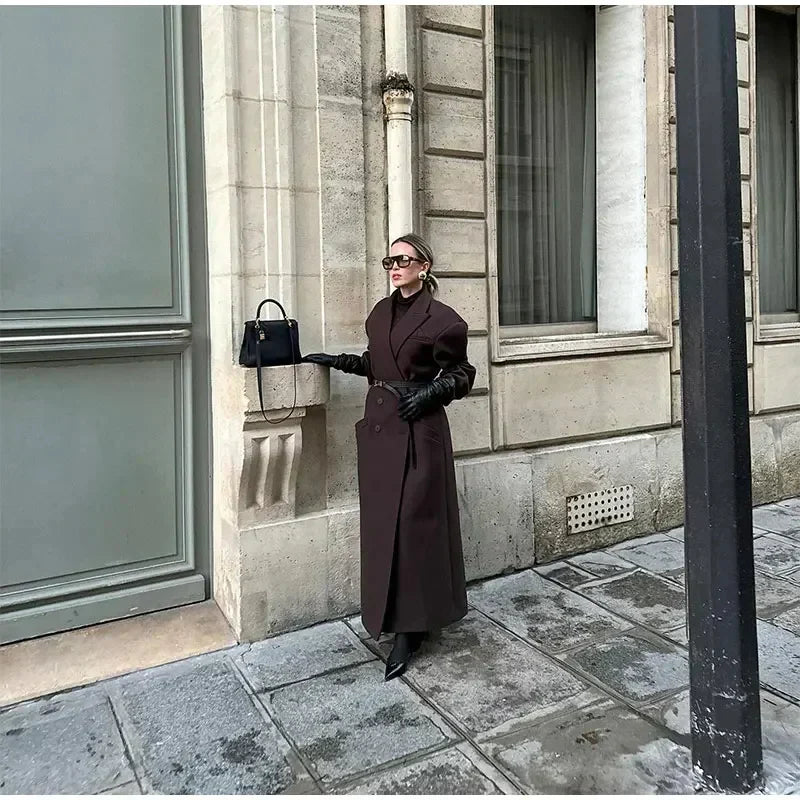 Women's Oversized Double-Breasted Long Coat