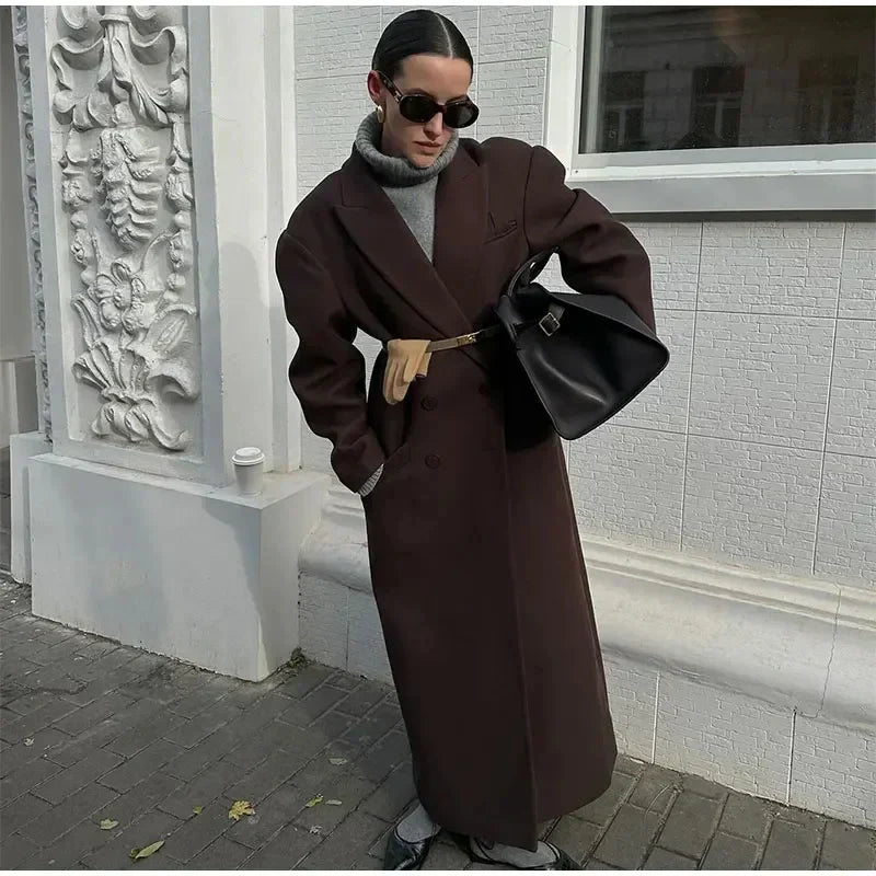 Women's Oversized Double-Breasted Long Coat