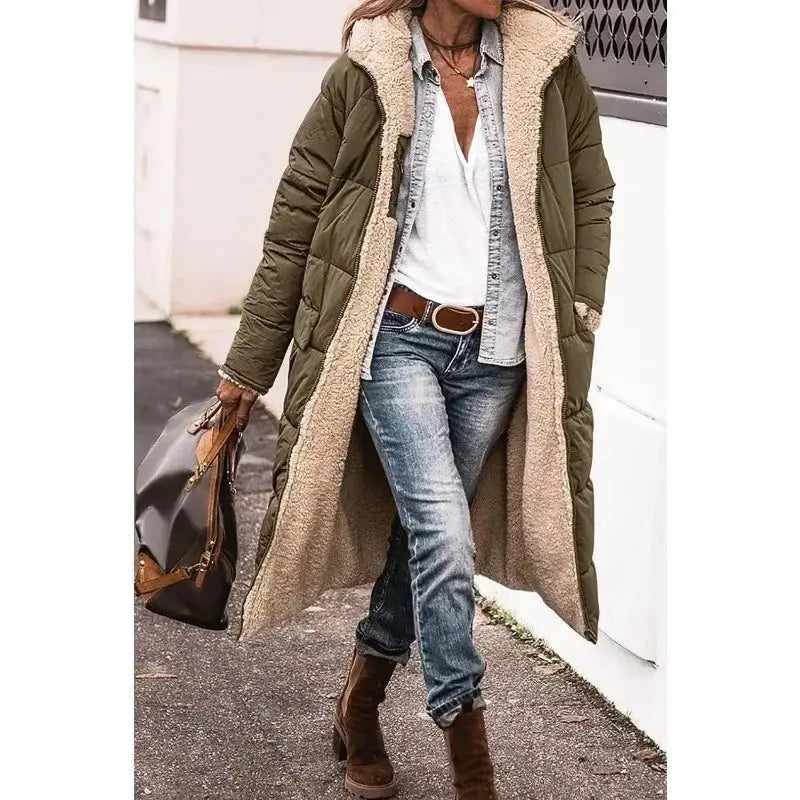 Women's Oversized Lined Coat with Relaxed Silhouette