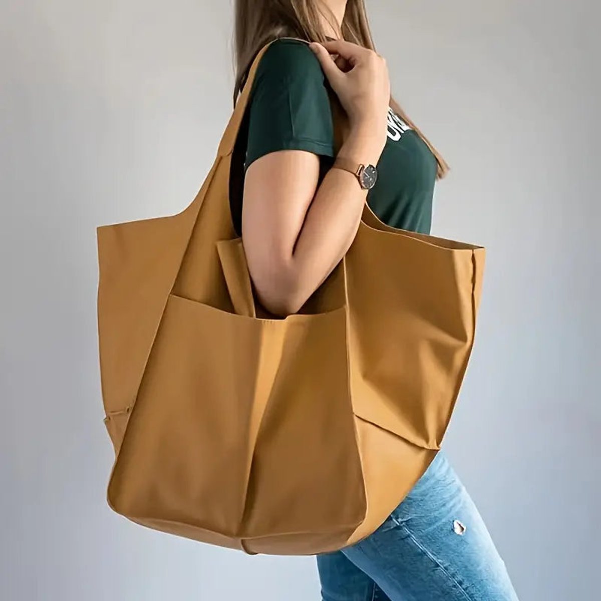 Women's Oversized Magnetic-Closure Tote Bag