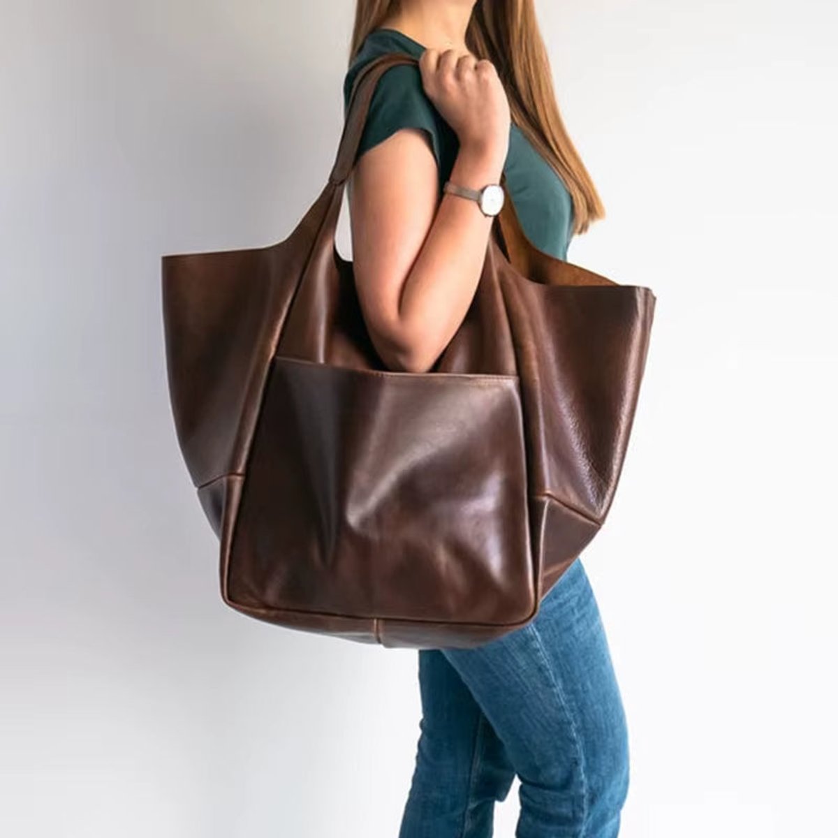 Women's Oversized Magnetic-Closure Tote Bag