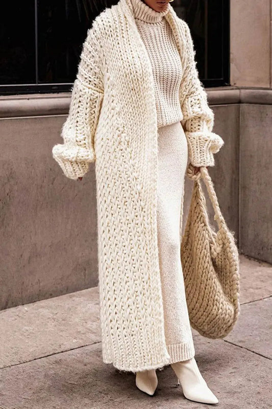 Women's Oversized Open-Front Longline Chunky Cardigan
