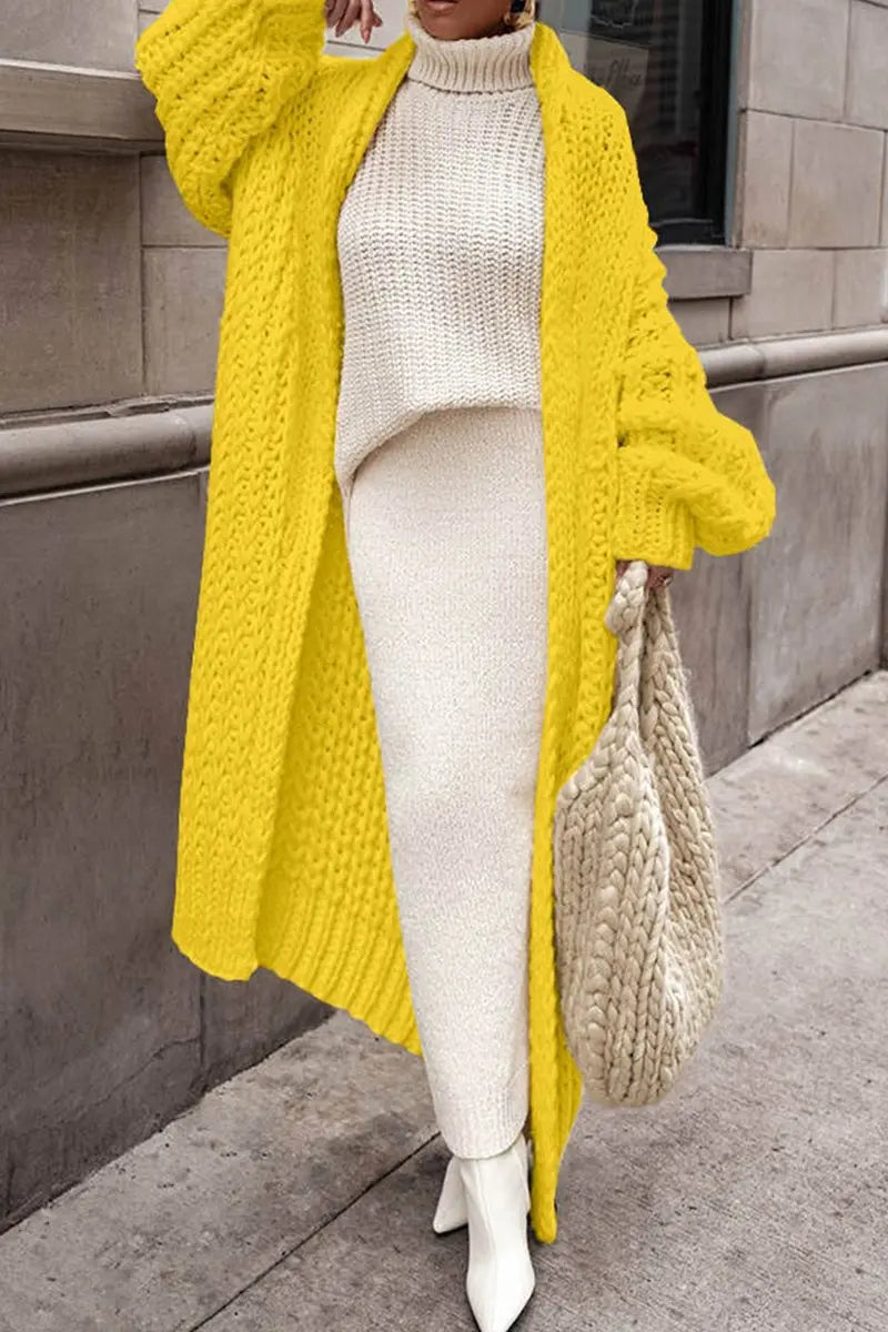 Women's Oversized Open-Front Longline Chunky Cardigan