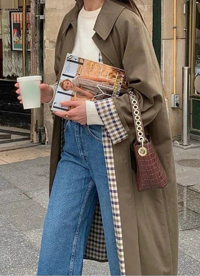 Women's Oversized Plaid-Lined Long Trench Coat