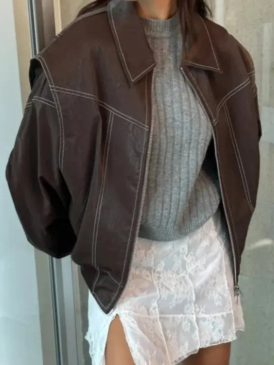 Women's Oversized Relaxed-Fit Bomber Jacket