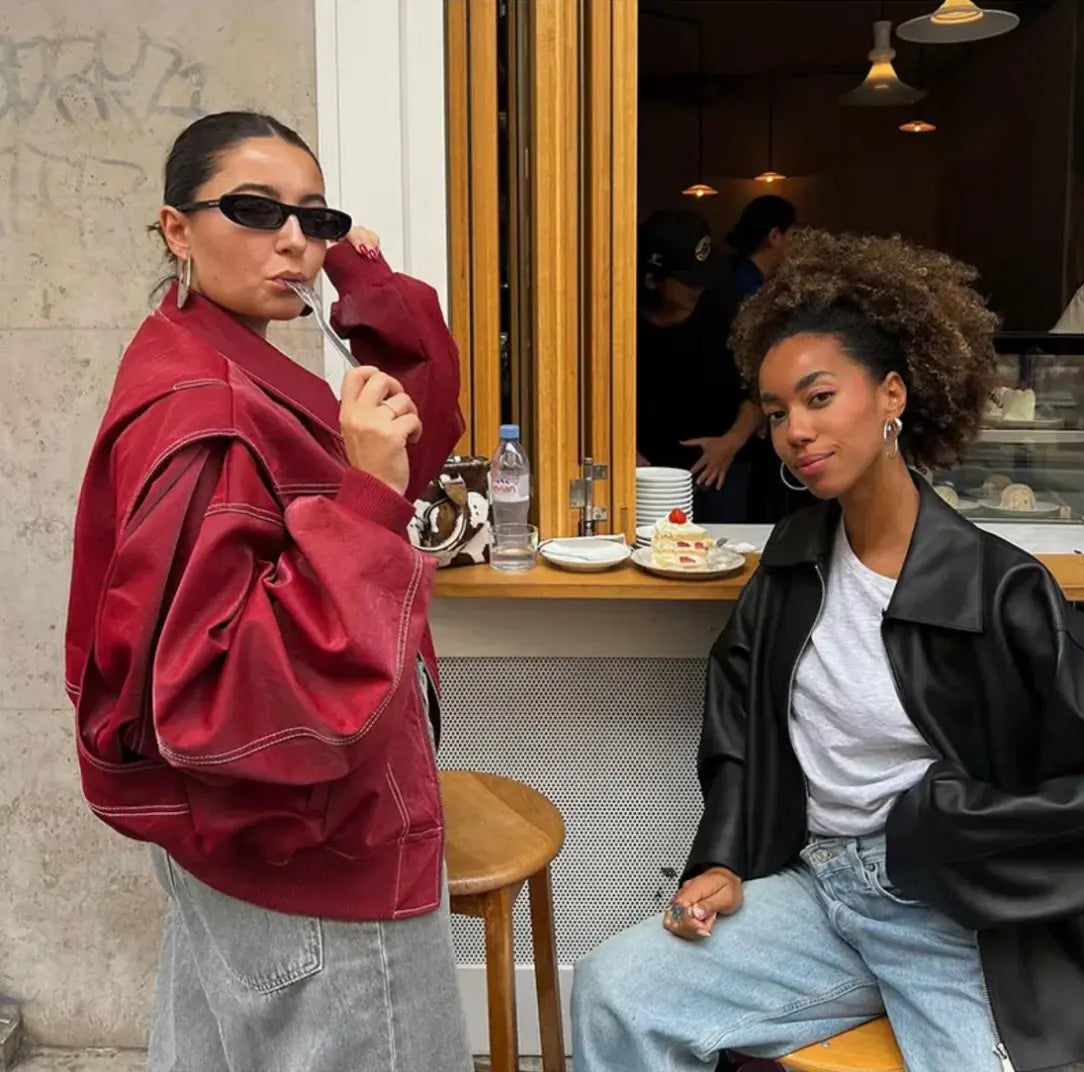 Women's Oversized Relaxed-Fit Bomber Jacket