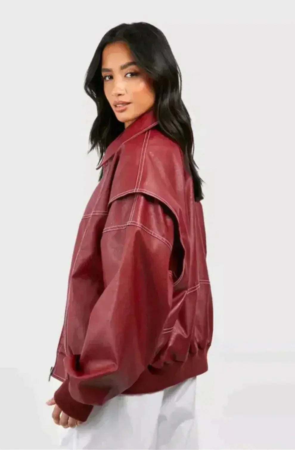 Women's Oversized Relaxed-Fit Bomber Jacket
