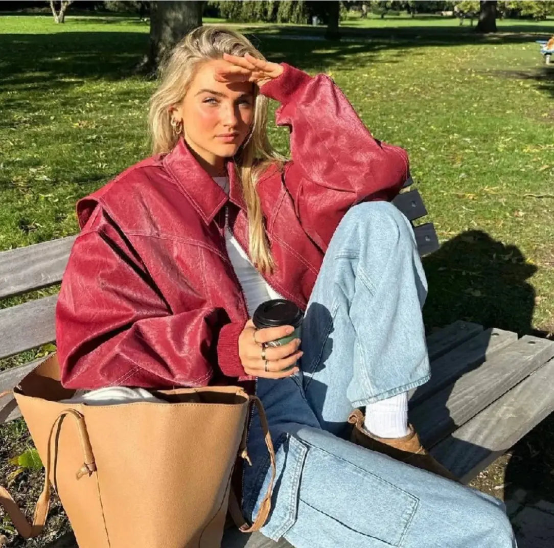 Women's Oversized Relaxed-Fit Bomber Jacket