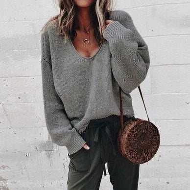 Women's Oversized V-Neck Sweater