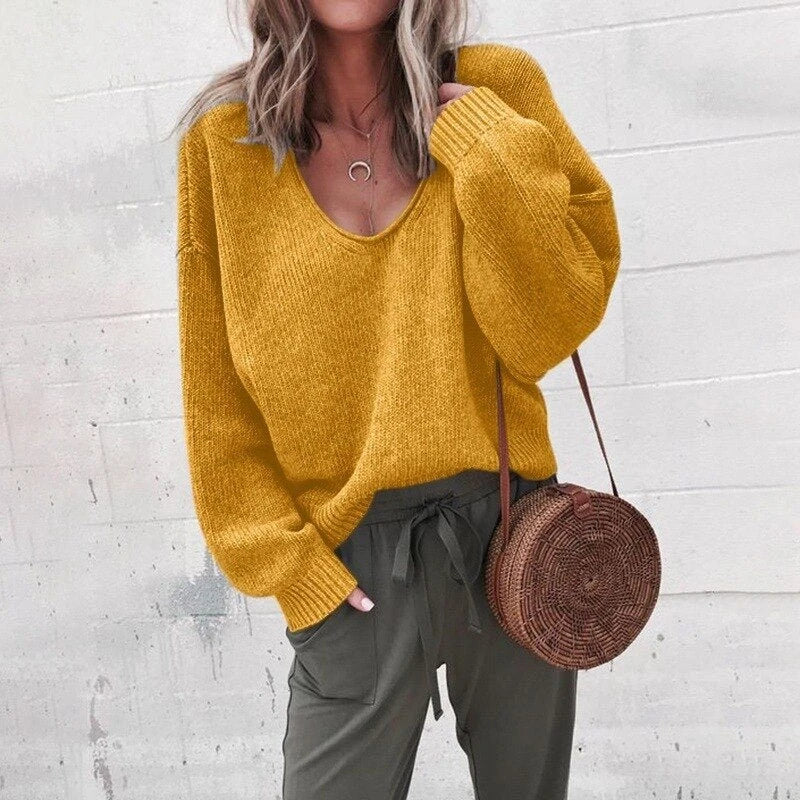 Women's Oversized V-Neck Sweater