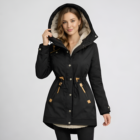 Women's Parka with Lined Hood and Drawstring Waist