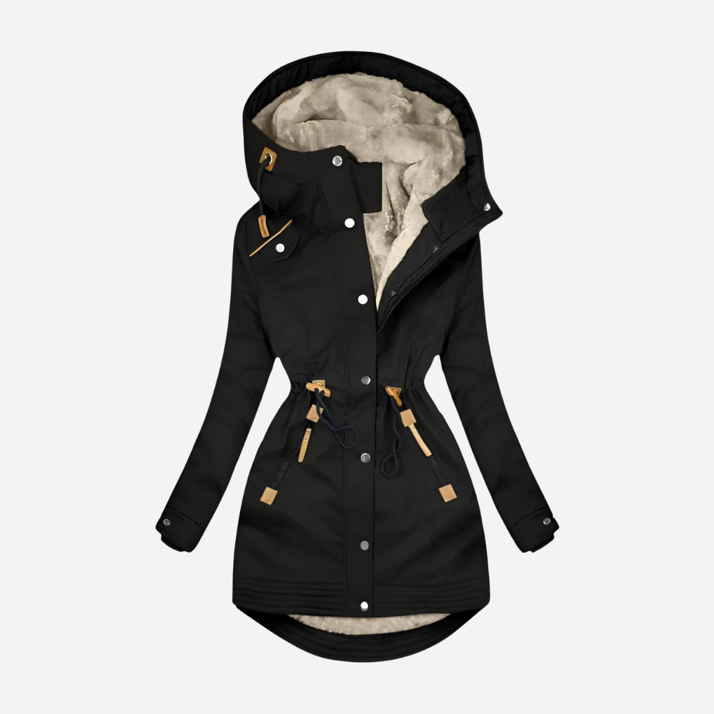 Women's Parka with Lined Hood and Drawstring Waist