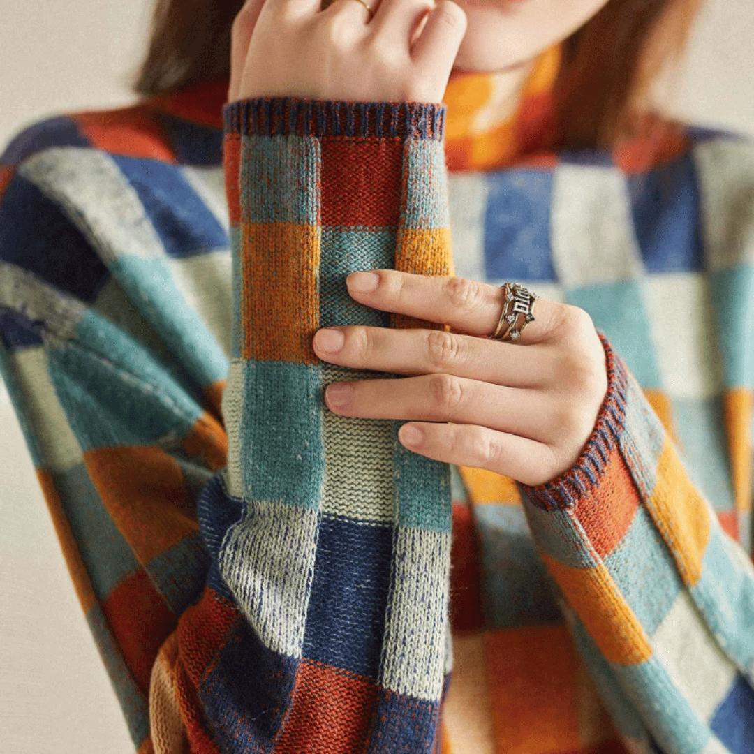 Women's Patchwork Pattern Turtleneck Sweater