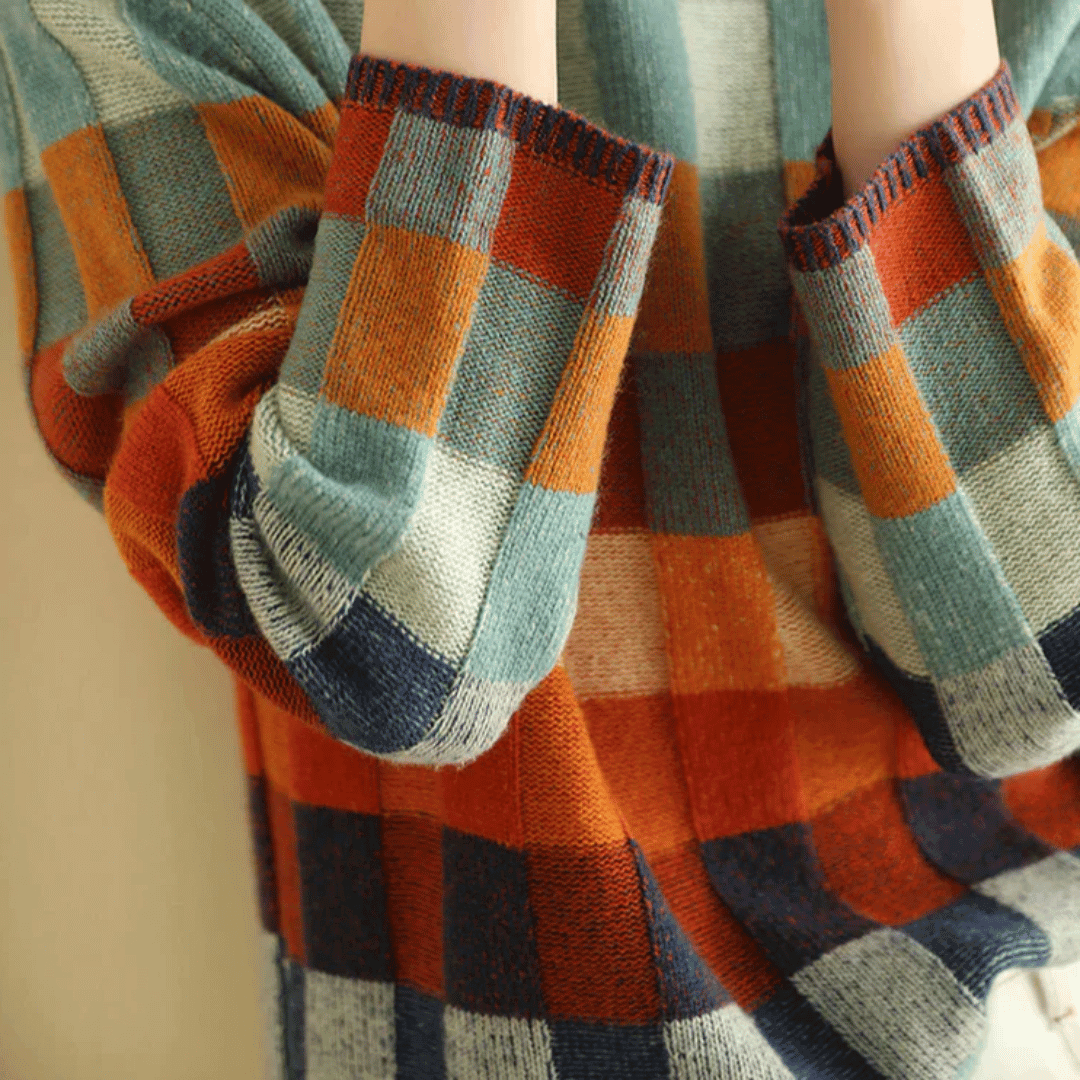 Women's Patchwork Pattern Turtleneck Sweater