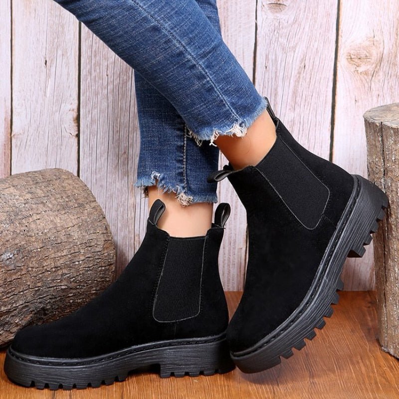 Women's Platform Chelsea Boots with Elastic Panels